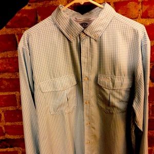 AFTCO SIRIUS LS BUTTON DOWN SHIRT Fishing Angler Vented Plaid Pockets Casual
